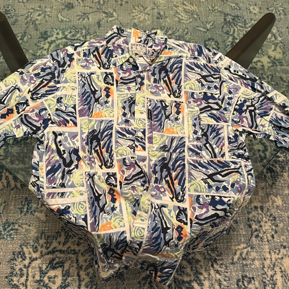 Patterned Newport Blue Buttondown Shirt